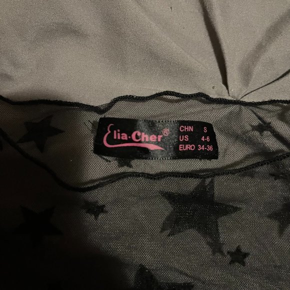 Sheer Star Pattered Crop Top - Picture 2 of 2